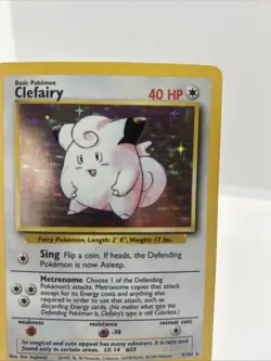 Pokemon TCG Clefairy Doll Base Set Unlimited Rare Card 70/102 Holo - Image 4
