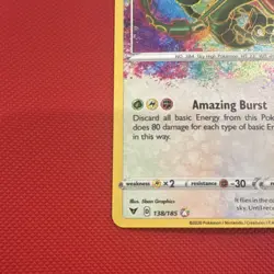 Pokemon Rayquaza Swsh04 Vivid Voltage Amazing Rare Holo Card 138/185 2020 120 HP - Image 4
