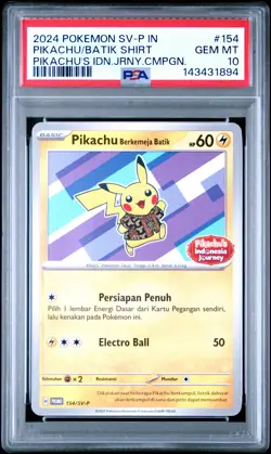 2024 POKEMON INDONESIAN SV-P PROMO #154 PIKACHU IN BATIK SHIRT PSA 10 - Image 1
