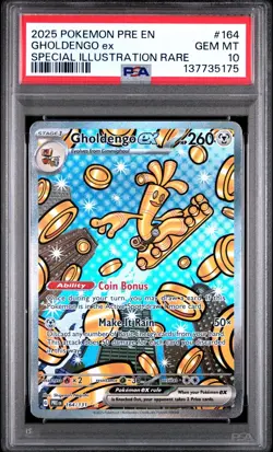 2025 Pokemon PRE En Gholdengo Ex Special Illustration Rare #164 PSA 10 Gem Mint - Image 1