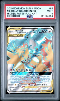 PSA 9 Pokemon Hidden Fates Moltres, Zapdos & Articuno GX 66/68 Full Art - Image 1