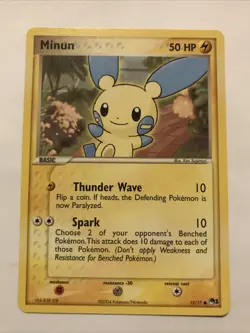 Minun - 12/17 - Pokemon Card Pop Series 1 Promo Common - NM - Image 1