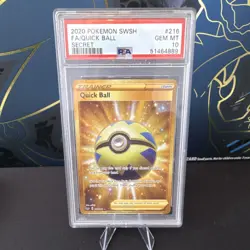 Pokemon Quick Ball 216/202 Secret Rare Full Art Holo SWSH01 English PSA 10 - Image 1
