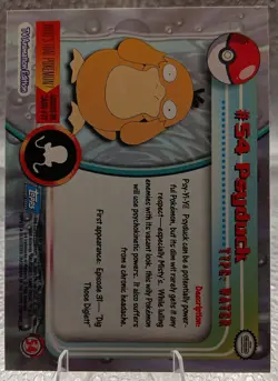 #54 Psyduck Rainbow Foil 1999 - Blue Topps - Pokemon Series 1 TV Animation - Image 2
