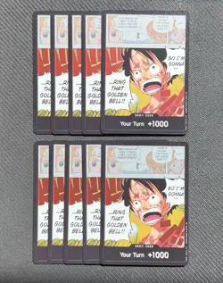 One Piece ...Ring That Golden Bell!! Monkey.D.Luffy Foil DON!! Playset (x10) NM - Image 1