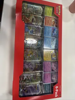 Costco Prismatic Evolutions 8 Pack Tins + Promo Cards Sealed - Image 1