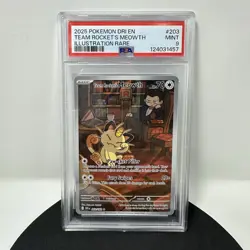 Pokemon TCG Team Rockets Meowth Card 203/182 Destined Rivals PSA 9 - Image 1