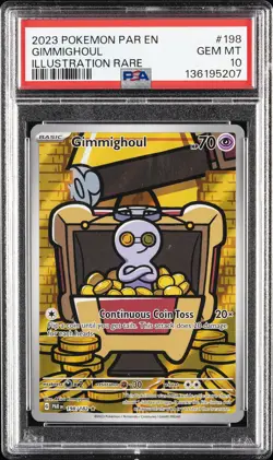 2023 POKEMON PAR EN-PARADOX RIFT ILLUSTRATION RARE #198 GIMMIGHOUL PSA 10 - Image 1