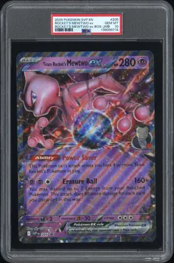 2025 POKEMON SVP EN-SV BLACK STAR PROMO #205 TEAM ROCKET'S MEWTWO EX PSA 10 - Image 1