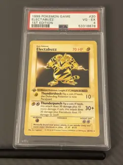 Pokemon TCG Electabuzz ENG Graded PSA 4 VG- Base Set 1st Edition 1999 #020/102 - Image 1