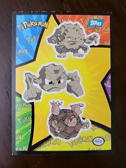 LP! Pokemon Topps Blue Label 1999 Movie Sticker Puzzle Geodude Graveler Golem - Image 1
