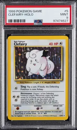1999 POKEMON GAME #5 CLEFAIRY-HOLO PSA 9 - Image 1