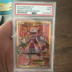 2015 POKEMON XY BREAKTHROUGH SECRET #164 FULL ART/MEWTWO EX PSA 9 - Image 1