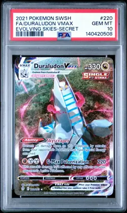 PSA 10 2021 Pokemon Sword & Shield Evolving Skies Fa Secret Duraludon Vmax 220 - Image 1