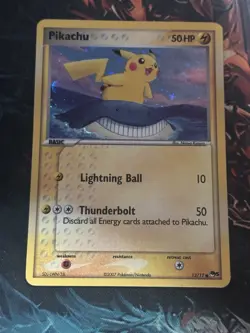 2007 Pokemon POP Series 5 Pikachu 12/17 Holo Inverted Back Error Swirl Rare - Image 1