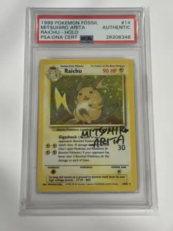 1999 pokemon fossil Raichu holo signed by mitsuhiro arita psa authentic - Image 1