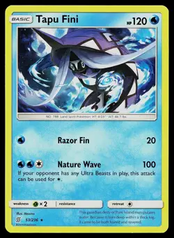 Pokemon Card Unified Minds Tapu Fini 53/236 Rare - Image 1