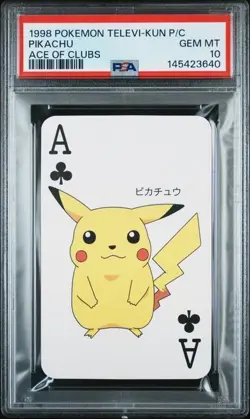 PSA 10 Pikachu Ace Of Clubs Televi-Kun Playing Cards Pokemon 1998 - Image 1