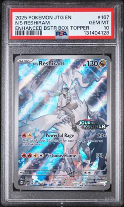 2025 POKEMON JTG EN-JOURNEY TOGETHER #167 N'S RESHIRAM PSA 10 - Image 1