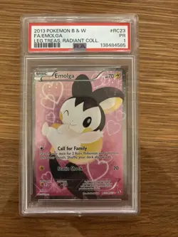 2013 POKEMON B&W LEGEND TREASURES RADIANT COLL #RC23 FULL ART/EMOLGA PSA 1 - Image 1