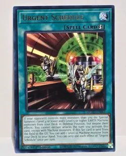Yu-Gi-Oh! TCG Urgent Schedule MGED-EN063 1st Edition Gold Letter Rare Light Play - Image 1