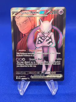 Pokemon Destined Rivals Team Rocket’s Mewtwo ex 213/182 Full Art Ultra Rare NM - Image 1