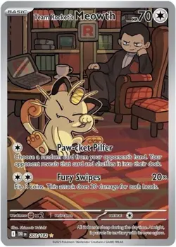 Pokemon TCG: Team Rockets Meowth Illustration Rare 203/182 Destined Rivals ⭐ - Image 1