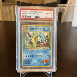 1998 POKEMON JAPANESE GYM 130 MISTY'S GYARADOS-HOLO NEAR MINT-MINT PSA 8 - Image 1