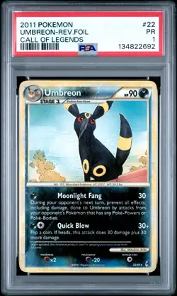2011 POKEMON CALL OF LEGENDS #22 UMBREON-REVERSE FOIL PSA 1 - Image 1
