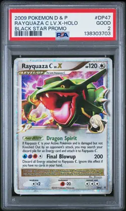 2009 POKEMON DIAMOND & PEARL BLACK STAR PROMO #DP47 RAYQUAZA C LV.X-HOLO PSA 2 - Image 1