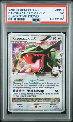 2009 POKEMON DIAMOND & PEARL BLACK STAR PROMO #DP47 RAYQUAZA C LV.X-HOLO PSA 3 - Image 1