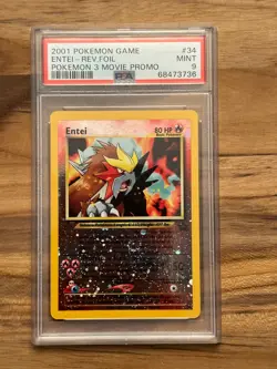 Pokemon Black Star ENTEI League Promo PSA 9 PSA # 68473736 SWIRL - Image 1