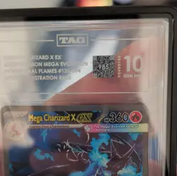 Pokemon TCG Mega Charizard X EX Phantasmal Flames 125/094 TAG 10 985 pt Subgrade - Image 3