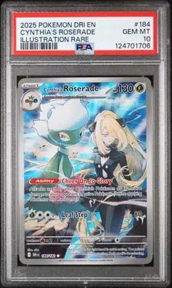 2025 POKEMON DRI EN-DESTINED RIVALS ILLUSTRATION RARE CYNTHIA'S ROSERADE PSA 10 - Image 1