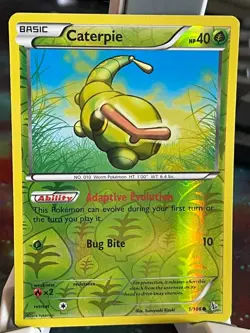 POKEMON CATERPIE 1/106 COMMON REVERSE HOLOFOIL FLASHFIRE NM CARD - Image 1