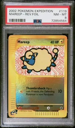 Pokemon Card Mareep 119/165 Reverse Holo Expedition 2002 PSA 8 NM-MT - Image 1