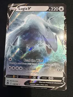 Lugia v 138/195 SWSH12 Sword & Shield Silver Tempest Holo Card NM - Image 1