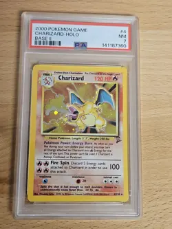 PSA 7 Charizard Holo Rare 4/130 Pokemon Base Set 2 English WOTC SWIRL NM - Image 1