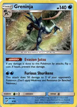 GRENINJA 9/18 ULTRA RARE DETECTIVE PIKACHU POKEMON HOLO HP - Image 1