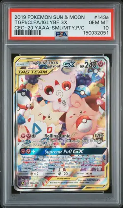 Pokemon Togepi & Cleffa & Igglybuff GX 143A/236 Alt Art Tag Team GEM MINT PSA 10 - Image 1