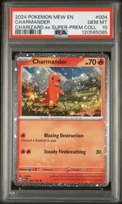 2024 POKEMON MEW EN-151 CHARIZARD EX SUPER-PREM COLL #004 CHARMANDER PSA 10 - Image 1