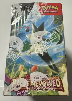Pokemon TCG Paldea Evolved Booster Box Sealed With Clear Box Protector - Image 2