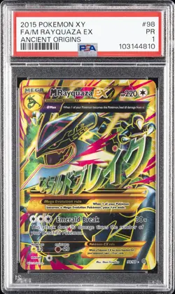 2015 POKEMON XY ANCIENT ORIGINS #98 FULL ART/M RAYQUAZA EX PSA 1 - Image 1