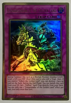 Conquistador Of The Golden Land MGED-EN054 (NM) Gold Rare 1st Edition Yu-Gi-Oh! - Image 1