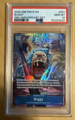 Buggy (051) ONE PIECE ENGLISH VERSION 2ND ANNIVERSARY SET 2025 Op09-051 PSA 10 - Image 1