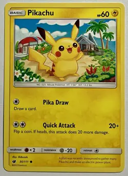 Pikachu 30/111 (NM) Common Sun & Moon: Crimson Invasion 2017 Pokemon Card TCG - Image 1