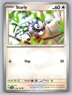 Starly 148/198 Scarlet Violet Base Set Colorless Type Flap Pokemon TCG Card - Image 1