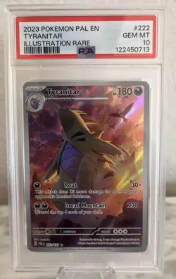 2023 POKEMON PAL EN-PALDEA EVOLVED ILLUSTRATION RARE #222 TYRANITAR PSA 10 - Image 3