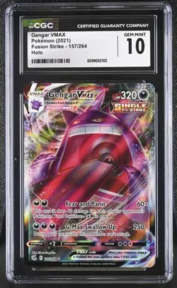 👻 CGC 10 ENGLISH Gengar VMAX Full Art 157/264 Pokemon Card Swsh0 Fusion Strike - Image 1
