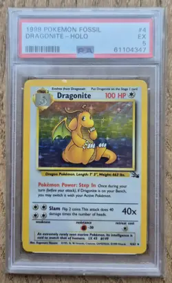 Fossil Dragonite (PSA 5) 4/62 Pokemon Card WOTC 1999 - Image 1